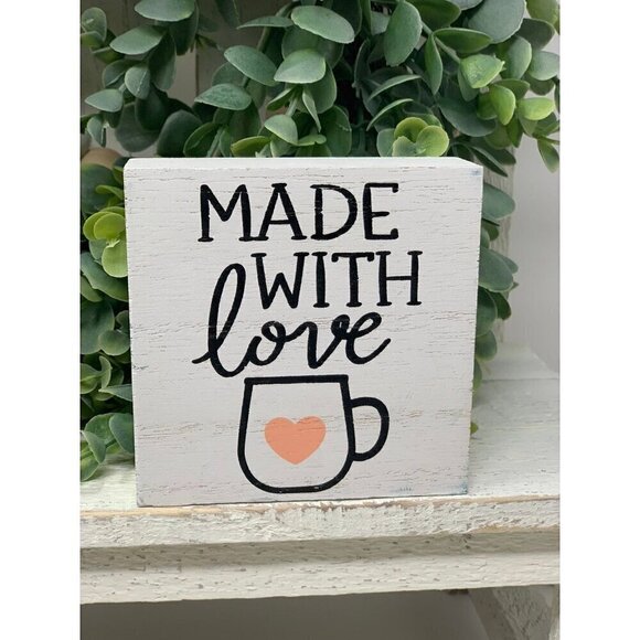 Farmhouse Mini Tiered Tray Sign Free Standing Bakery Kitchen Home Decor Love - Picture 3 of 7